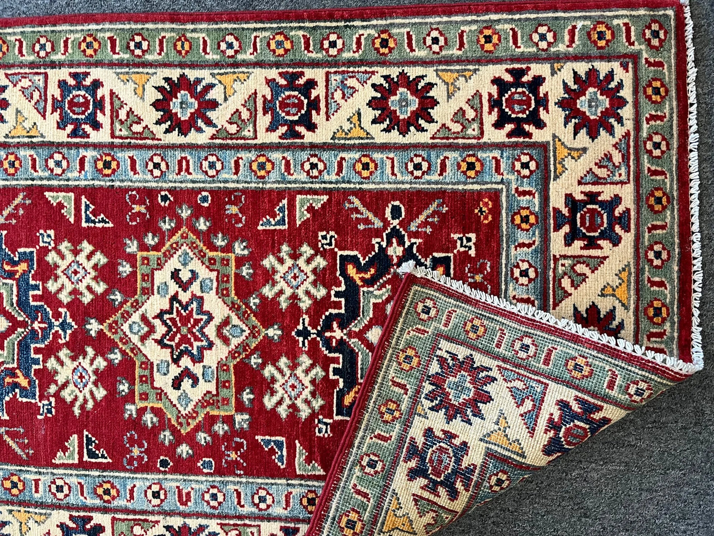 Red Kazak 3X4 Handmade Wool Rug # 12576