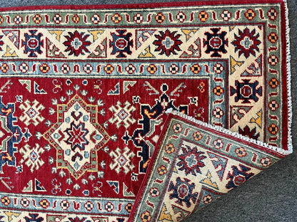 Red Kazak 3X4 Handmade Wool Rug # 12576