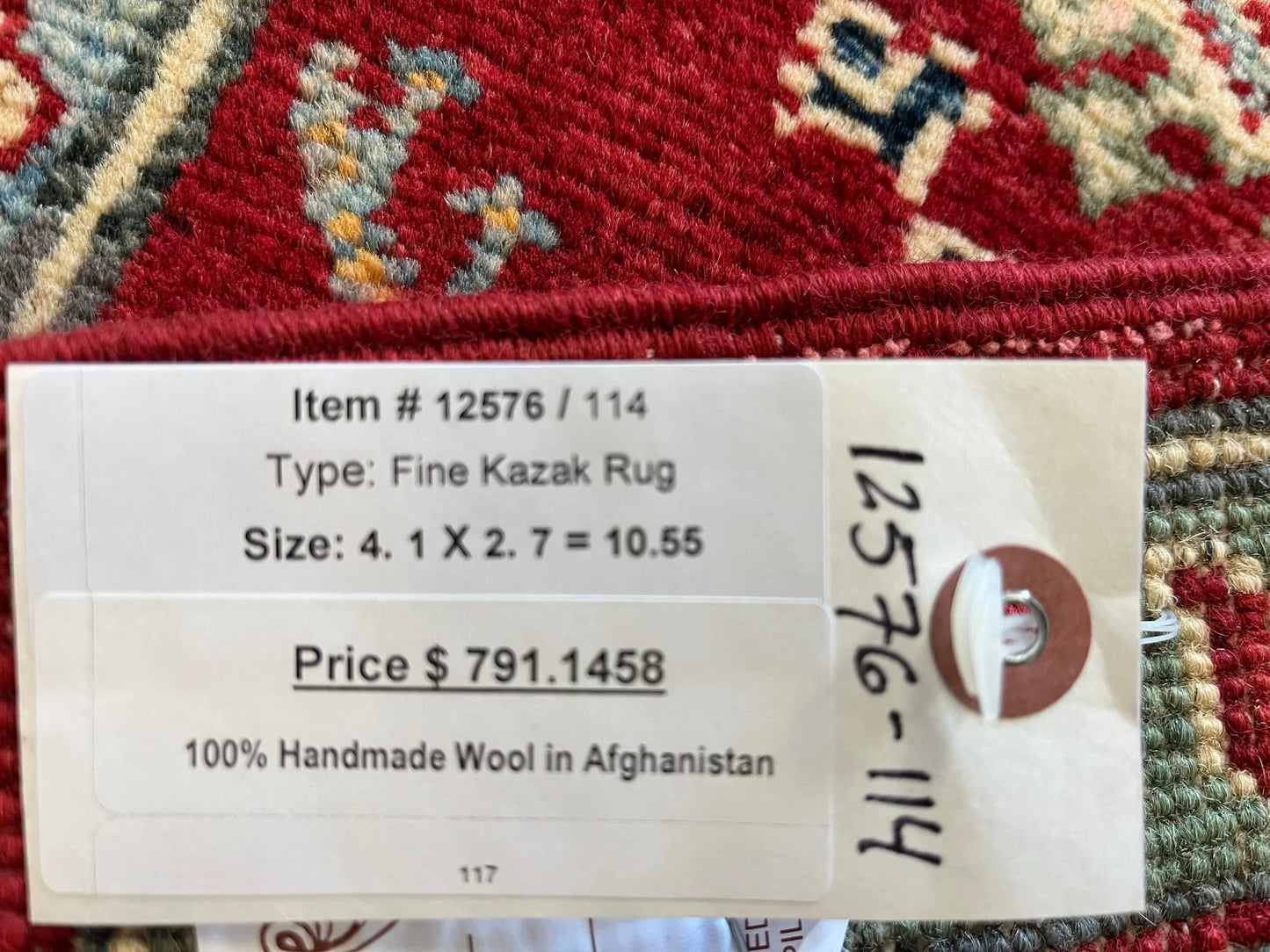 Red Kazak 3X4 Handmade Wool Rug # 12576