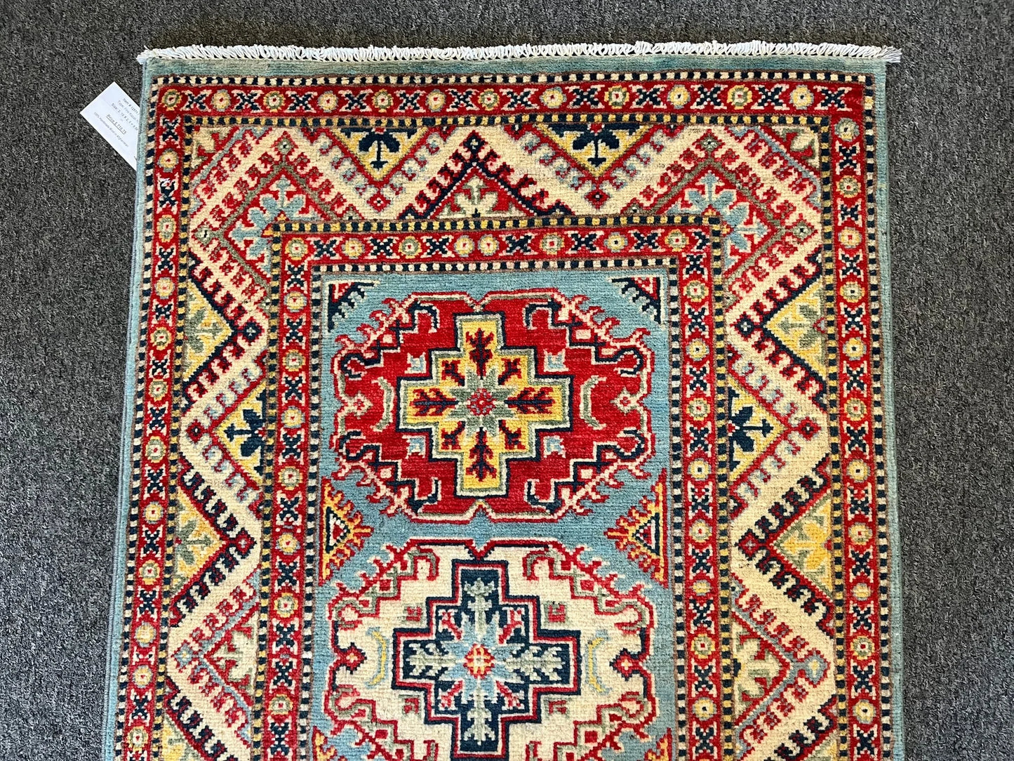 Kazak Light Blue 3X4 Handmade Wool Rug # 12571