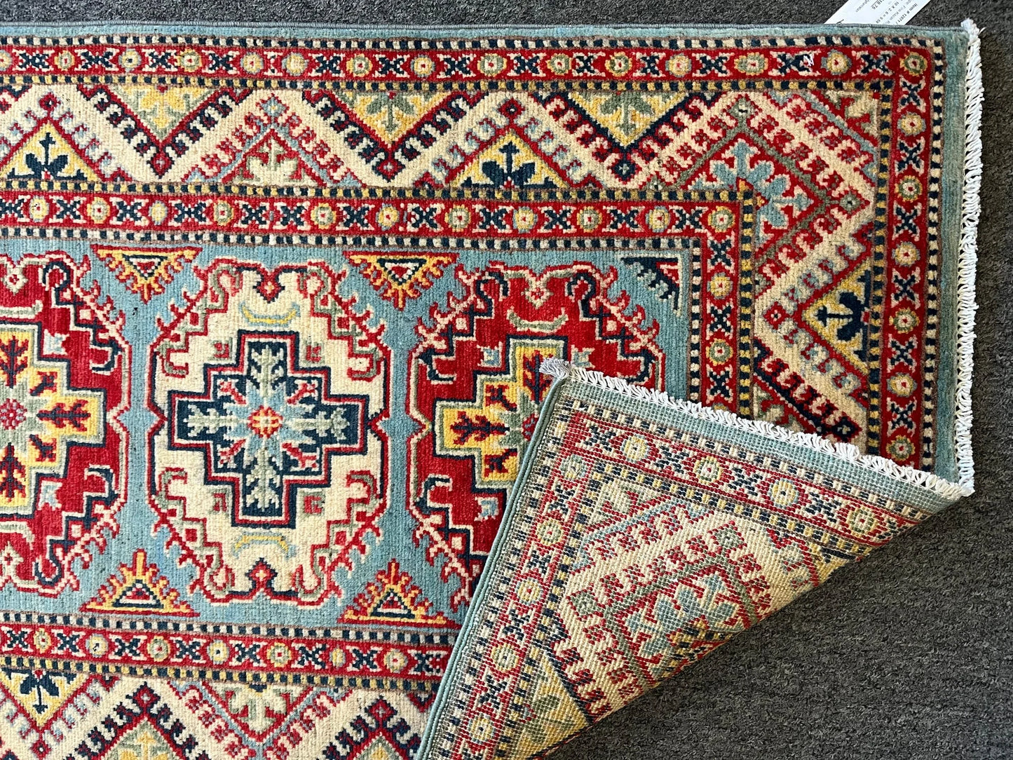 Kazak Light Blue 3X4 Handmade Wool Rug # 12571