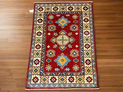 Kazak Red 3X4 Handmade Wool Rug # 12582