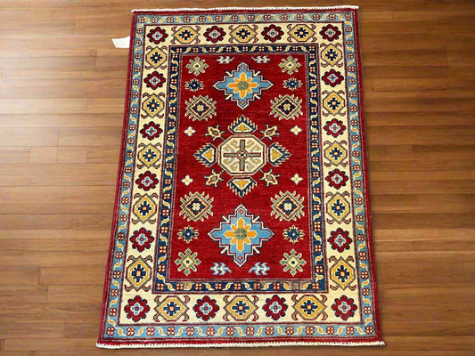 Kazak Red 3X4 Handmade Wool Rug # 12582