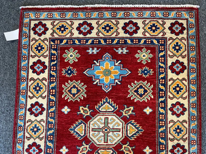 Kazak Red 3X4 Handmade Wool Rug # 12582