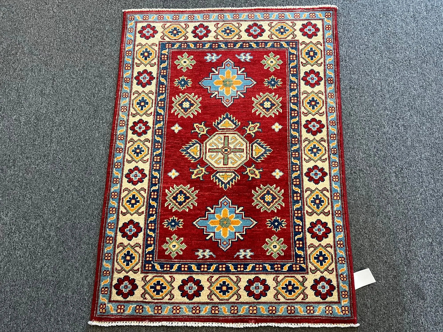 Kazak Red 3X4 Handmade Wool Rug # 12582