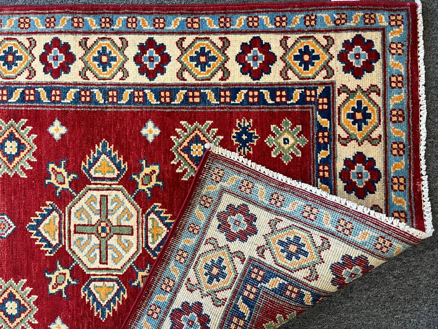 Kazak Red 3X4 Handmade Wool Rug # 12582