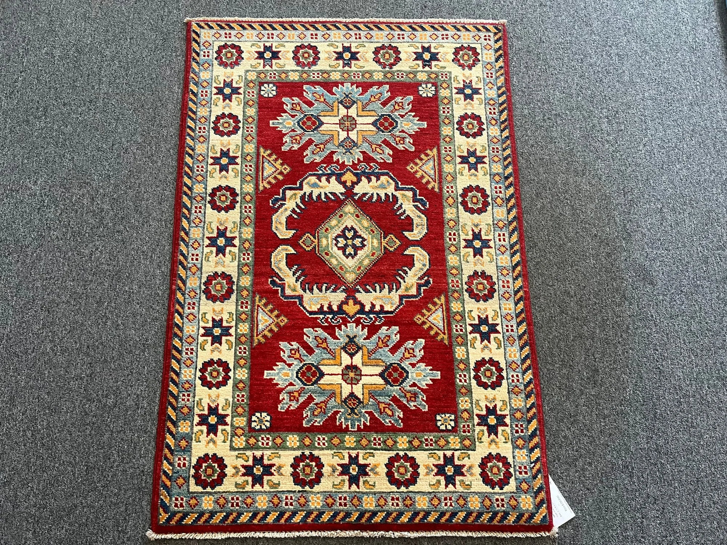 Kazak Red 3X4 Handmade Wool Rug # 12587