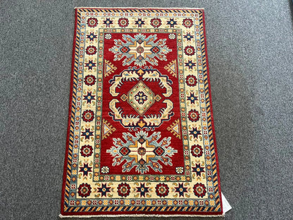 Kazak Red 3X4 Handmade Wool Rug # 12587