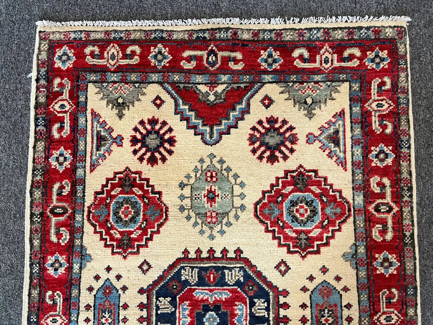 Kazak Beige 3X4 Handmade Wool Rug # 12725