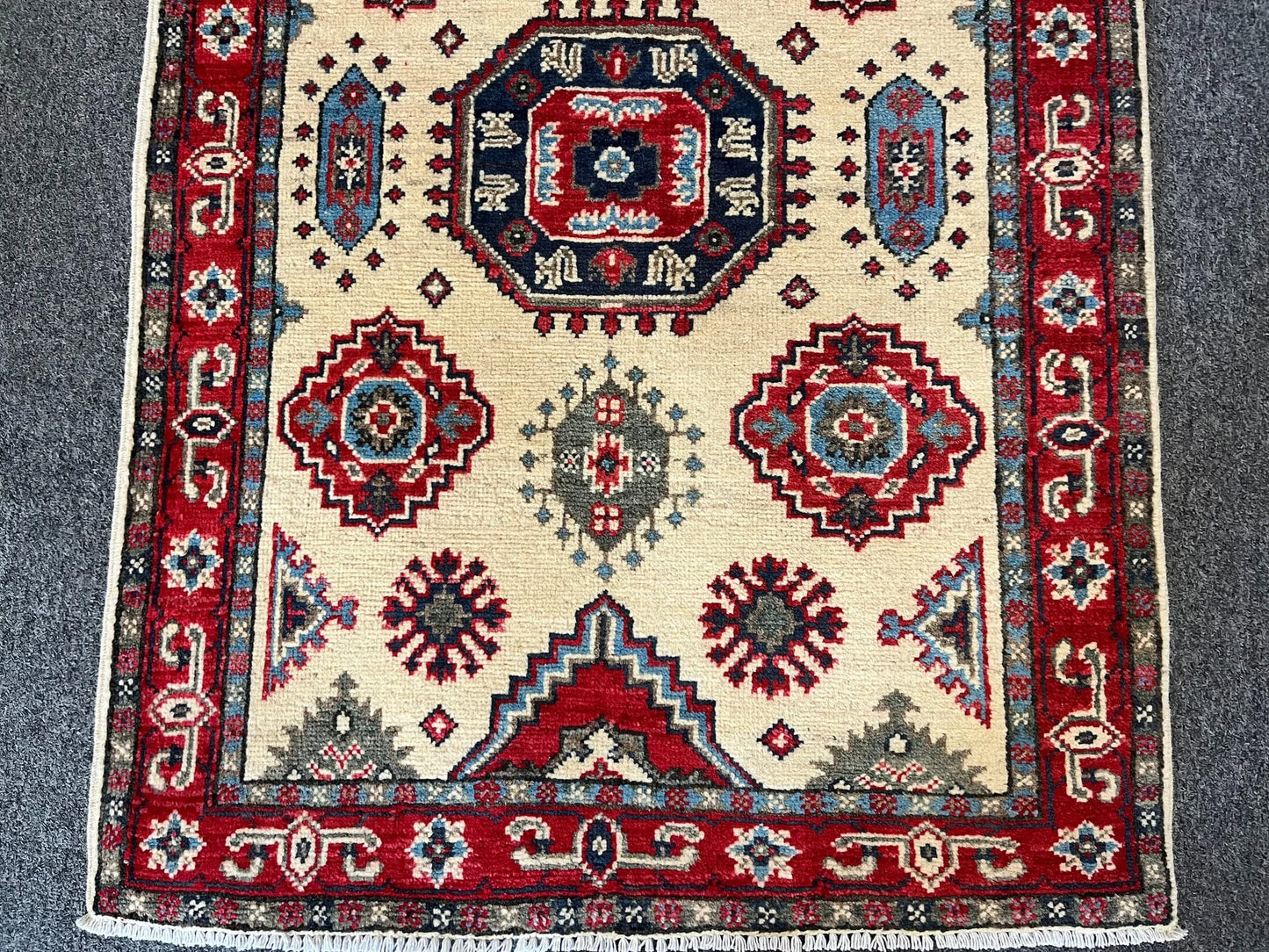 Kazak Beige 3X4 Handmade Wool Rug # 12725