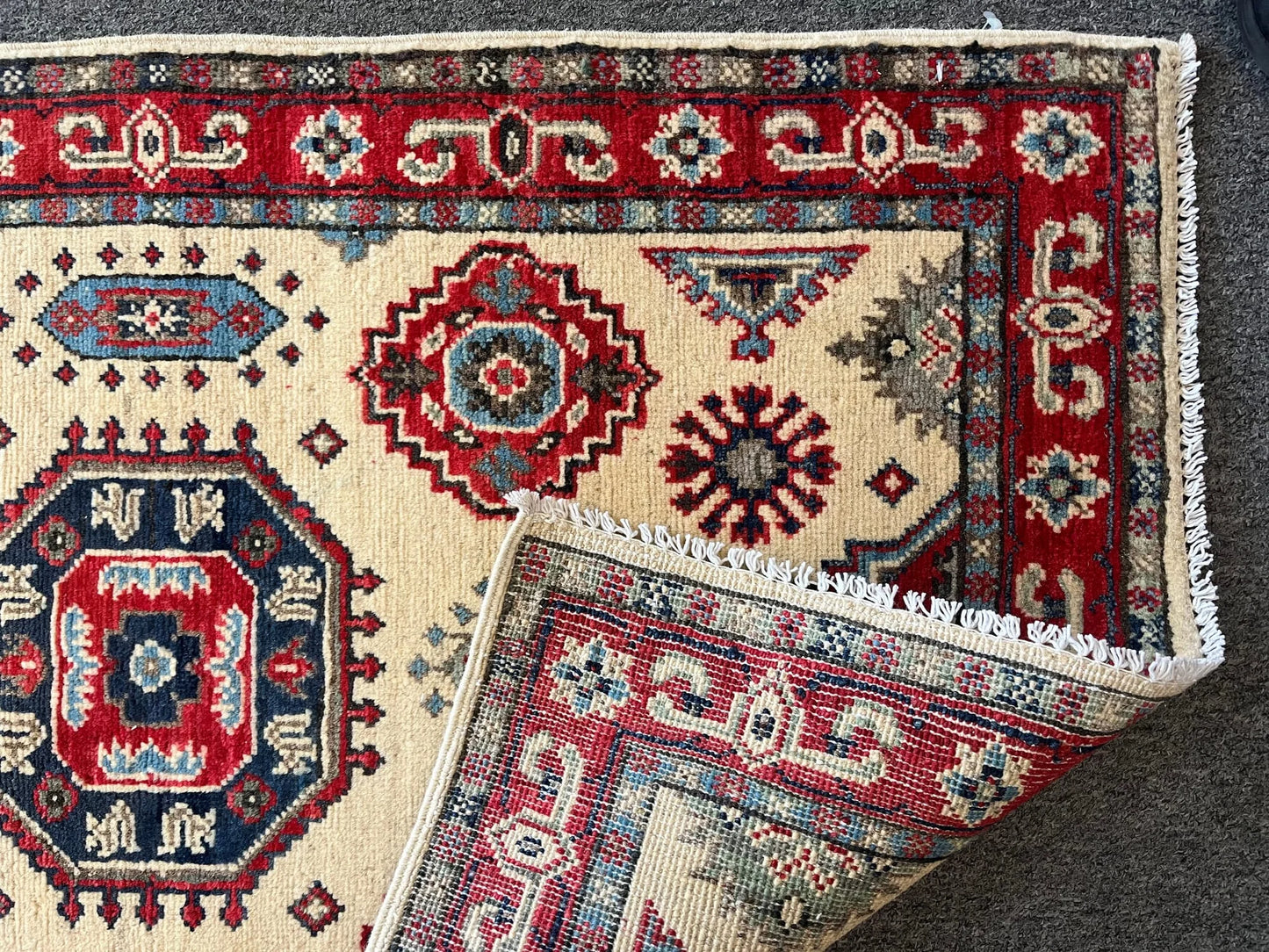 Kazak Beige 3X4 Handmade Wool Rug # 12725