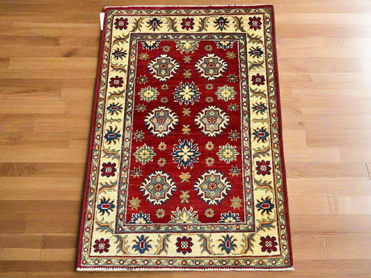 Kazak Red 3X4 Handmade Wool Rug # 12592