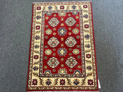 Kazak Red 3X4 Handmade Wool Rug # 12592