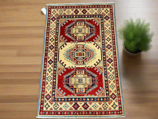 Kazak 3X4 Handmade Wool Rug # 12593