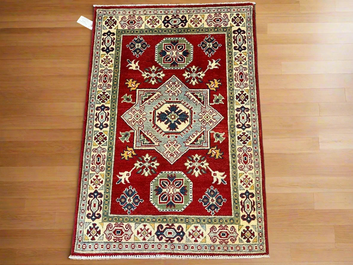 Kazak Red 3X4 Handmade Wool Rug # 12584