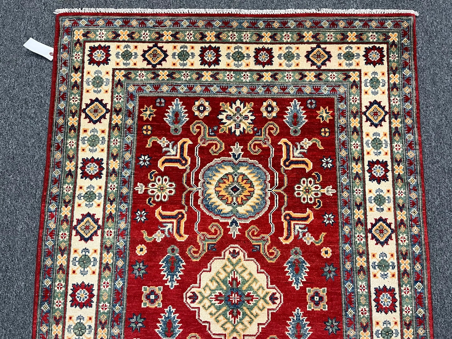 Kazak Geometric 4X6 Handmade Wool Rug # 12538