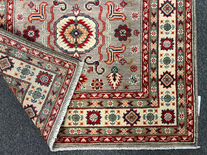 Kazak Gary Brown 4X6 Handmade Wool Rug # 12533