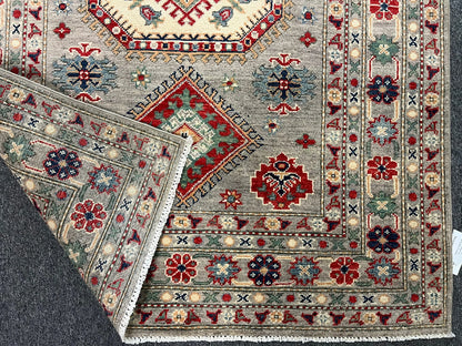 Gray Kazak 4X6 Handmade Wool Rug # 12527