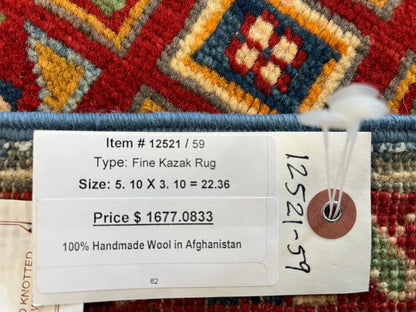 4′ X 6′ Kazak Handmade Wool Rug # 12521