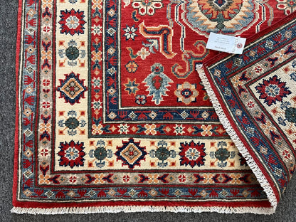 Kazak Geometric 4X6 Handmade Wool Rug # 12675