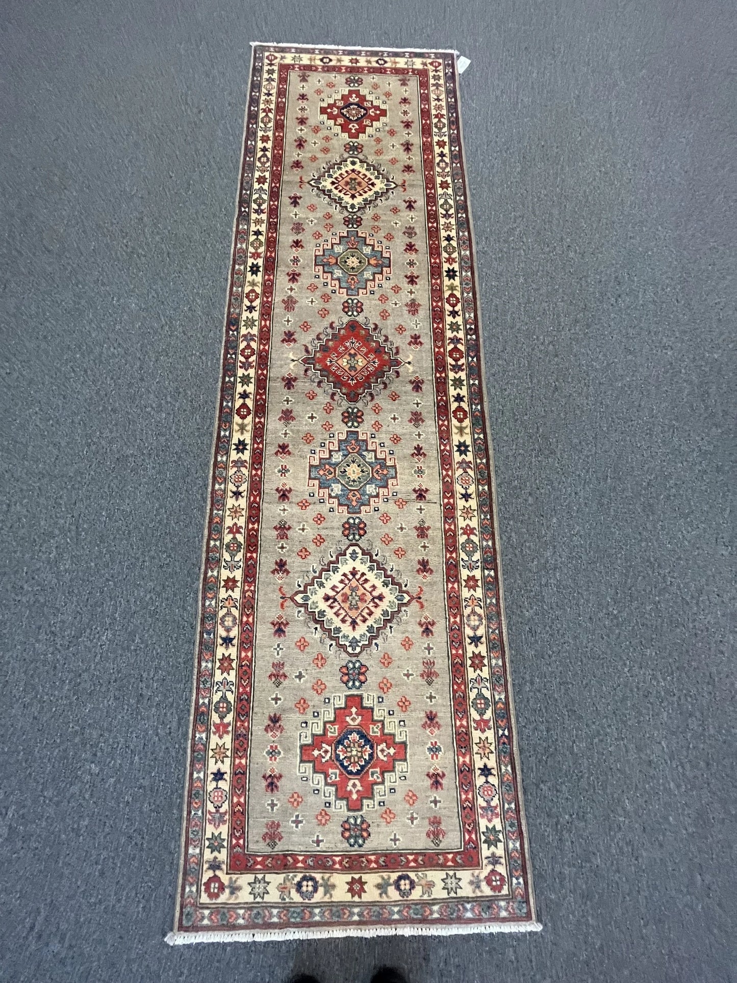 Kazak 2' 10"X10 Handmade Wool Runner Rug # 12502