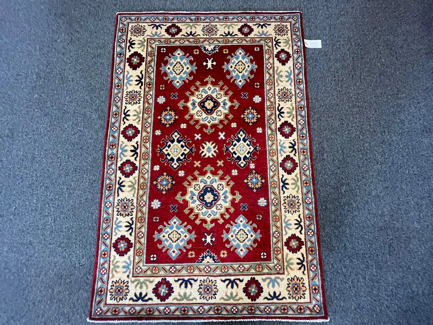 Kazak 3X5 Red Handmade Wool Rug # 12549