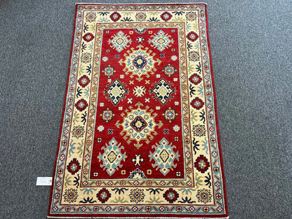 Kazak 3X5 Red Handmade Wool Rug # 12549