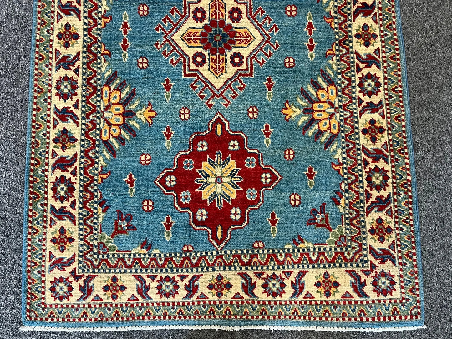 Kazak Light Blue 3X5 Handmade Wool Rug # 12550