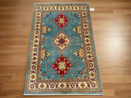 Kazak Light Blue 3X5 Handmade Wool Rug # 12550