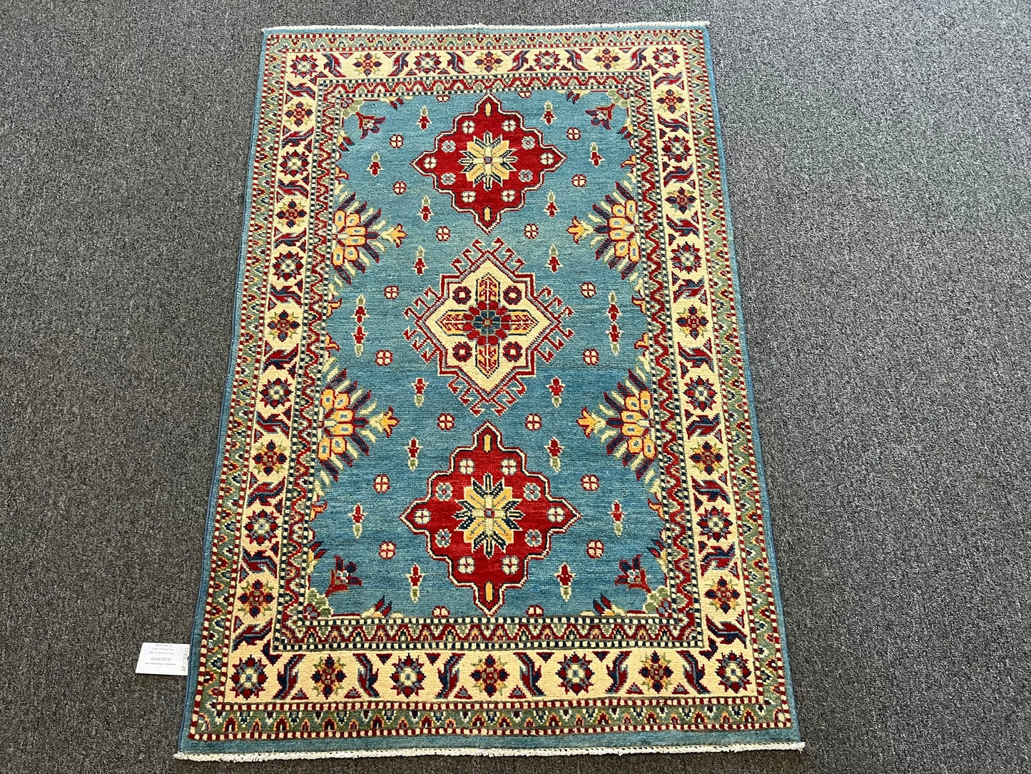 Kazak Light Blue 3X5 Handmade Wool Rug # 12550