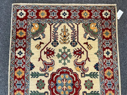 Kazak Beige 3X5 Handmade Wool Rug # 12552