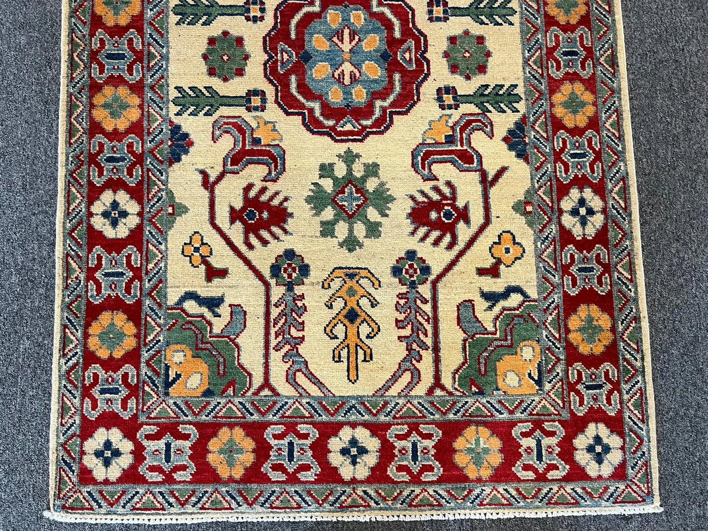 Kazak Beige 3X5 Handmade Wool Rug # 12552