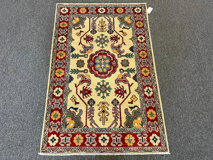 Kazak Beige 3X5 Handmade Wool Rug # 12552