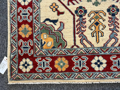 Kazak Beige 3X5 Handmade Wool Rug # 12552