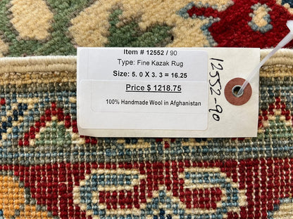 Kazak Beige 3X5 Handmade Wool Rug # 12552