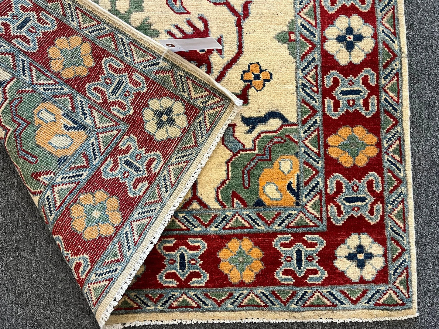 Kazak Beige 3X5 Handmade Wool Rug # 12552