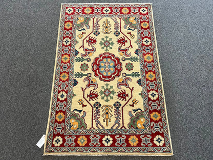 Kazak Beige 3X5 Handmade Wool Rug # 12552