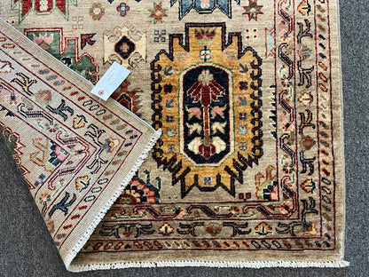 Tribal Ivory 3X5 Handmade Wool Rug # 12867