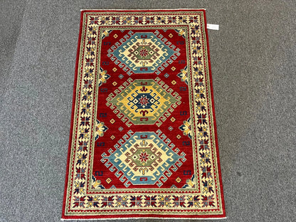 Kazak Red 3X5 Handmade Wool Rug # 12553