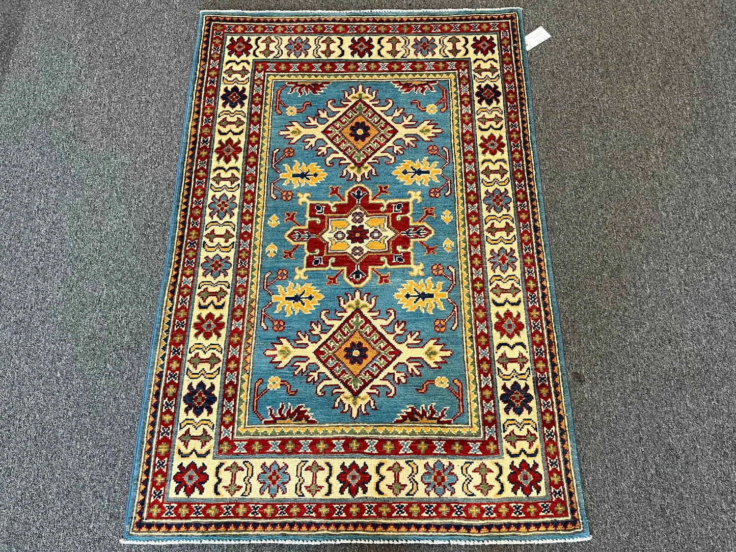 Kazak Light Blue 3X5 Handmade Wool Rug # 12551