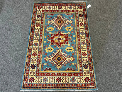 Kazak Light Blue 3X5 Handmade Wool Rug # 12551