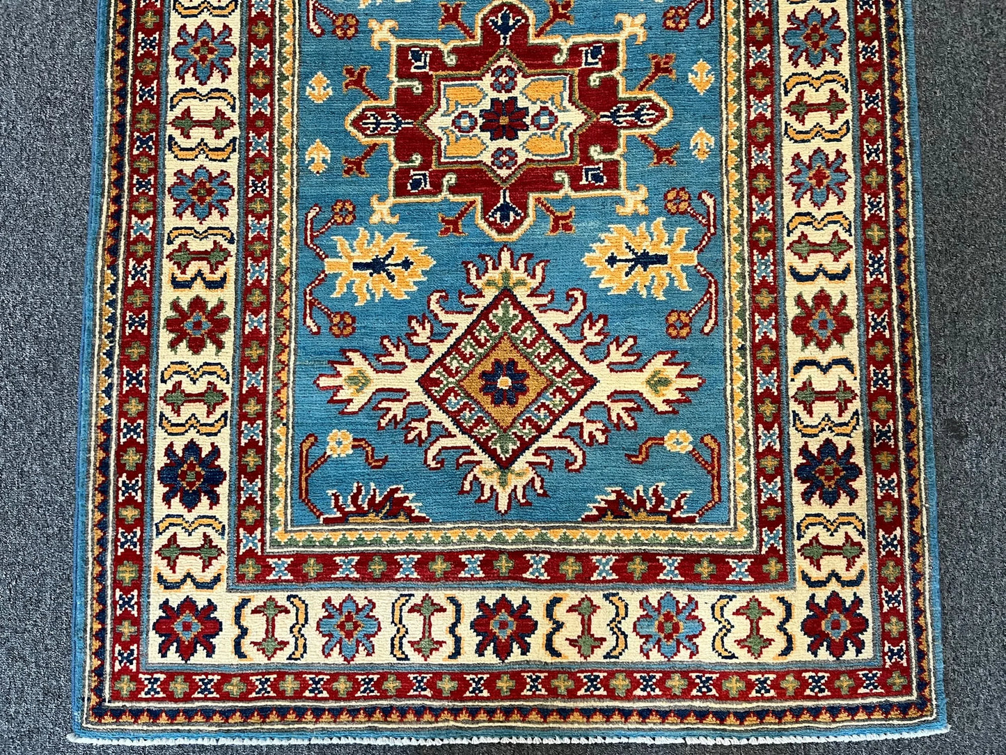 Kazak Light Blue 3X5 Handmade Wool Rug # 12551