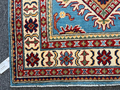 Kazak Light Blue 3X5 Handmade Wool Rug # 12551