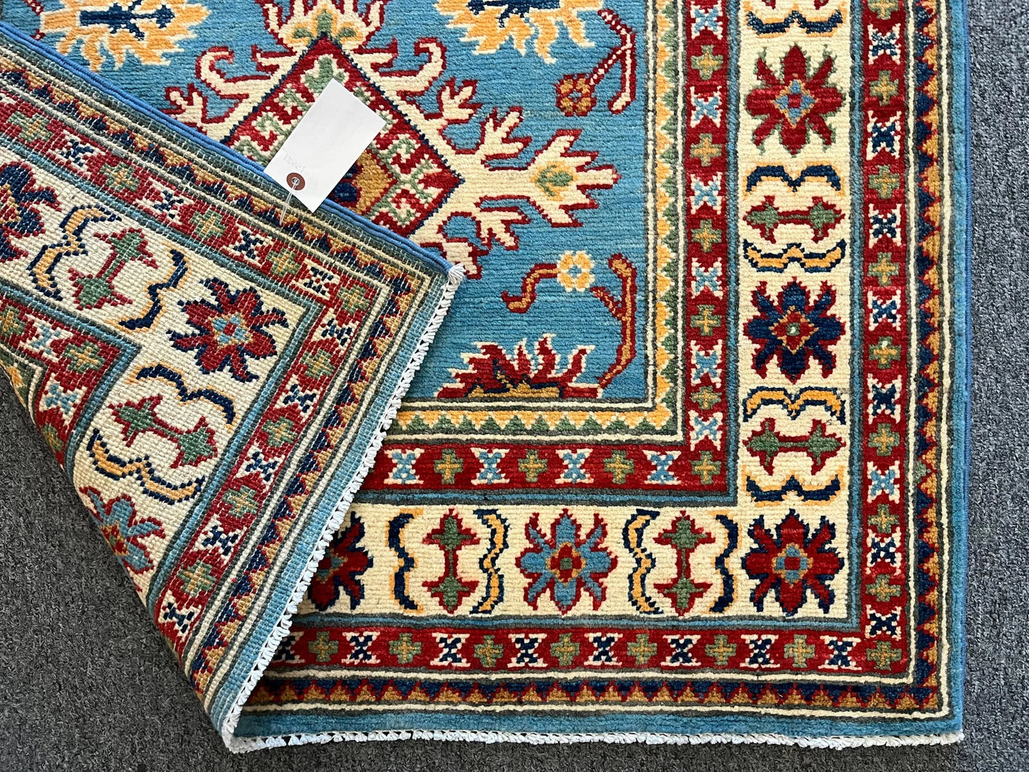 Kazak Light Blue 3X5 Handmade Wool Rug # 12551