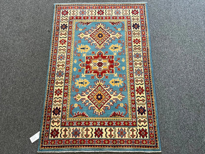 Kazak Light Blue 3X5 Handmade Wool Rug # 12551