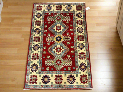 Kazak Red 3X5 Handmade Wool Rug # 12558