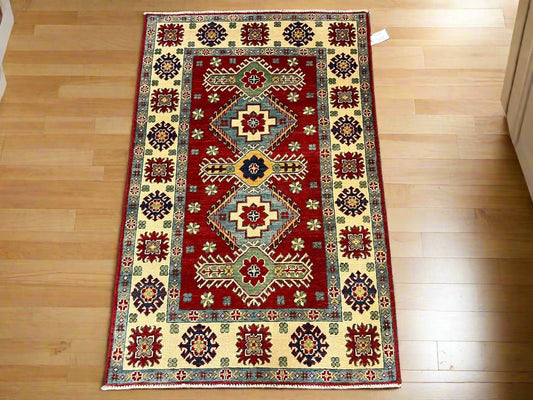 Kazak Red 3X5 Handmade Wool Rug # 12558