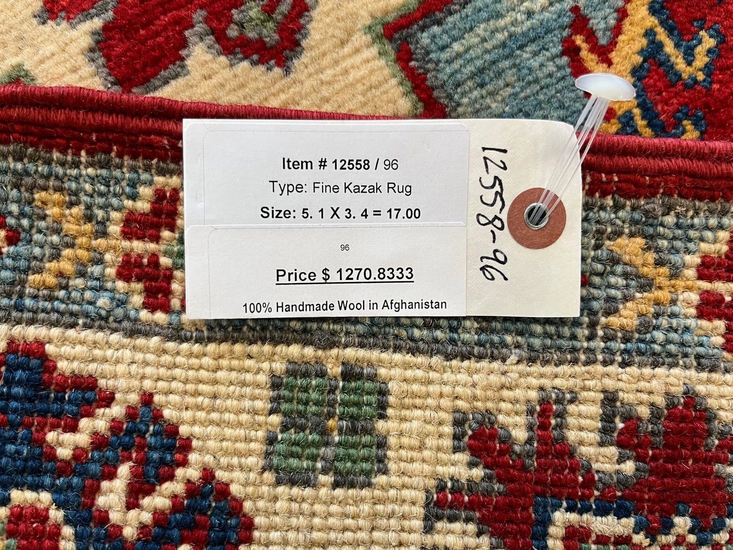 Kazak Red 3X5 Handmade Wool Rug # 12558