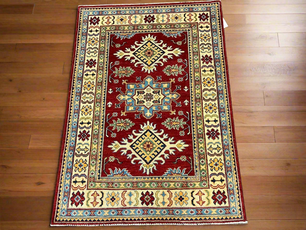 Kazak Red 3X5 Handmade Wool Rug # 12554