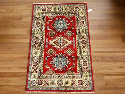 Kazak Red 3X5 Handmade Wool Rug # 12722